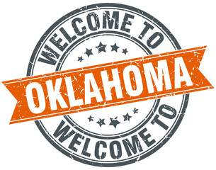 welcome to Oklahoma orange round ribbon stamp