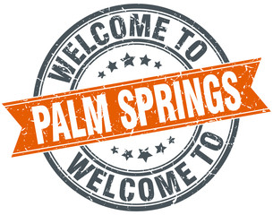 welcome to Palm Springs orange round ribbon stamp