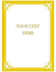 Simple yellow vector line border frame isolated illustration