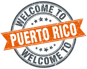 welcome to Puerto Rico orange round ribbon stamp