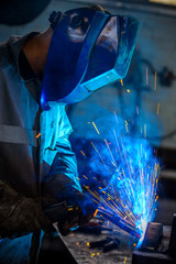 Welder with protective mask
