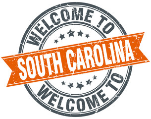 welcome to South Carolina orange round ribbon stamp