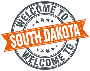 welcome to South Dakota orange round ribbon stamp