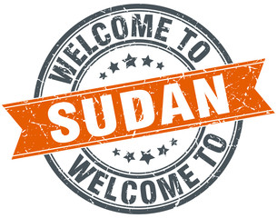 welcome to Sudan orange round ribbon stamp
