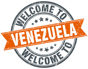 welcome to Venezuela orange round ribbon stamp