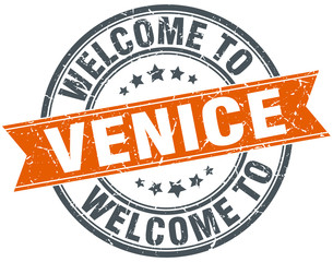 welcome to Venice orange round ribbon stamp