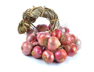 Red onions  organic  on white background
