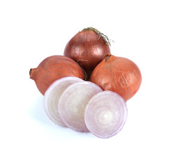 Red onions  organic  on white background