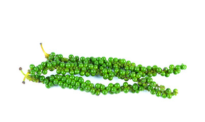 green color black pepper on white background