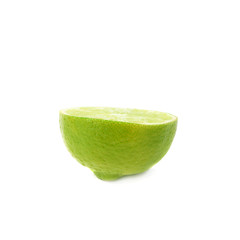 Ripe lime cut in half isolated over the white background