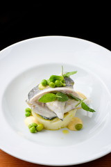 Seabass fillet with vegetable and mashed potato