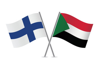 Sudan and Finland flags. Vector illustration.