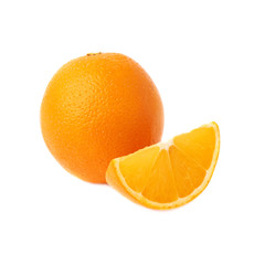 Served orange fruit composition isolated over the white