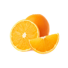 Served orange fruit composition isolated over the white