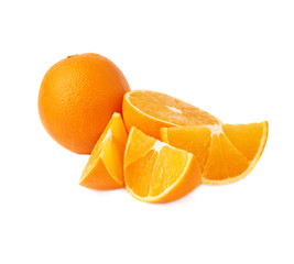 Served orange fruit composition isolated over the white