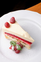 Beautiful tasty raspberry cheese cake