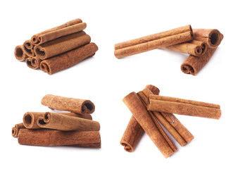 Pile of cinnamon sticks isolated