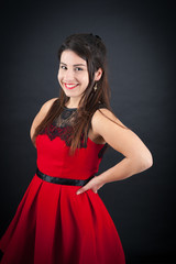 Beautiful woman doing different expressions in different sets of clothes: love