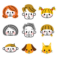 家族の顔　驚く