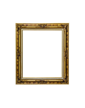 antique golden frame isolated on whit