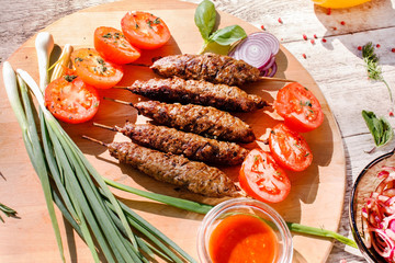grilled kebabs with vegetables