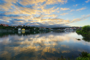 Plentzia river with clouds reflections