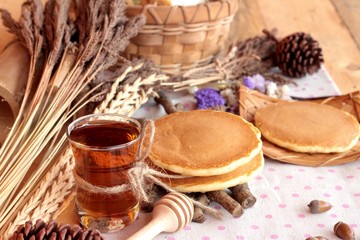 sweet pancake with honey of delicious.