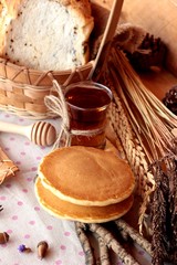 sweet pancake with honey of delicious.