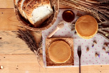sweet pancake with honey of delicious.
