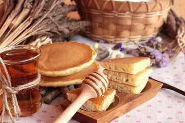 sweet pancake with honey of delicious.
