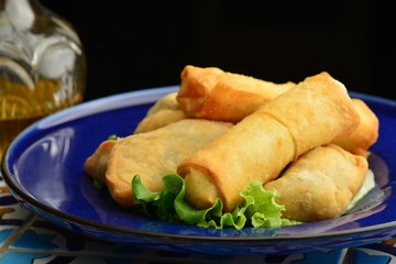 Middle eastern food fatayer stuffed with spinach and cheese