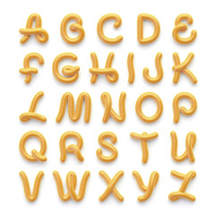 Alphabet with letters made of spicy mustard
