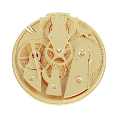 3d golden mechanical clocks mechanism inside
