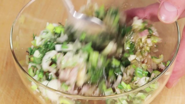Ingredients for a marinade being mixed