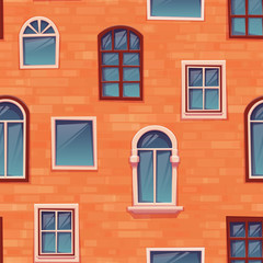 Fototapeta na wymiar Seamless pattern background of wall with windows. Vector