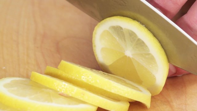A lemon being sliced