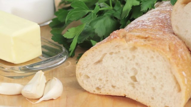 Baguette, parsley, garlic and butter