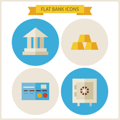 Flat Bank Website Icons Set