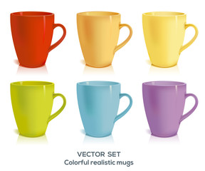 Colourful cups represented in six colours.
