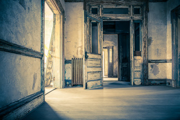 Grungy interior of abandoned house