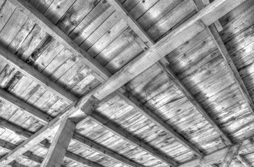 Wooden roof in black and white