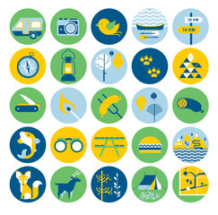 camp icon set