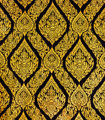 Thai style art of pattern on the door in temple, Thailand. Textu - 89544518