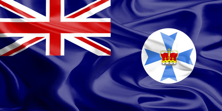 Australian State and Territory Flags: Waving Fabric Flag of Queensland