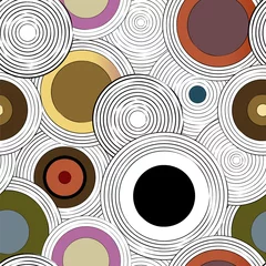 Tuinposter seamless vinyl disc pattern, with circles, strokes and splashes © Kirsten Hinte