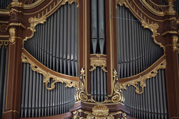 Great  church organ in Hamburg, Germany.