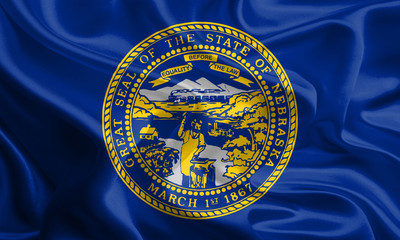 USA State Flags: Waving Fabric Flag of Nebraska