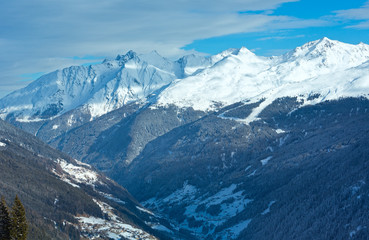 Fototapeta na wymiar Winter mountain landscape. Kappl ski resort, Austria.