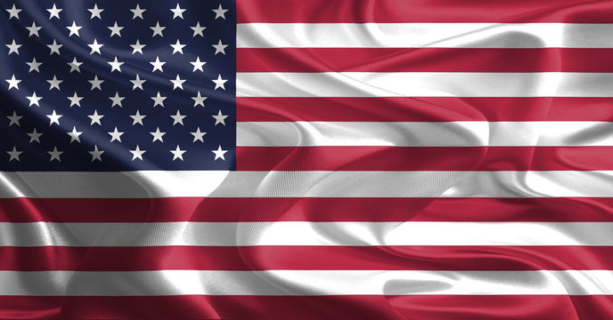 Waving Fabric Flag of United States of America, USA