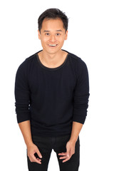 Handsome man doing different expressions in different sets of clothes: love